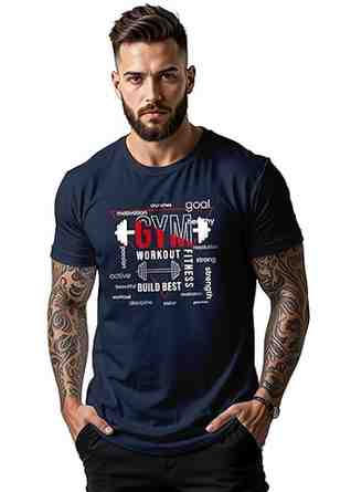 Peppyzone Men's Regular Fit Gym Workout Cotton T Shirt for Men